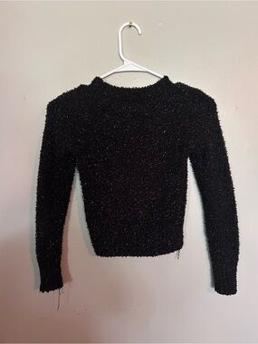 5 for $20!  No Boundaries Black Sparkle Fuzzy Crewneck Sweater